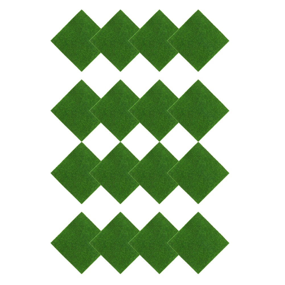 16 Pcs Artificial Green Moss Turf Mats For Crafting Faux Moss Sheets 15cmx15cm