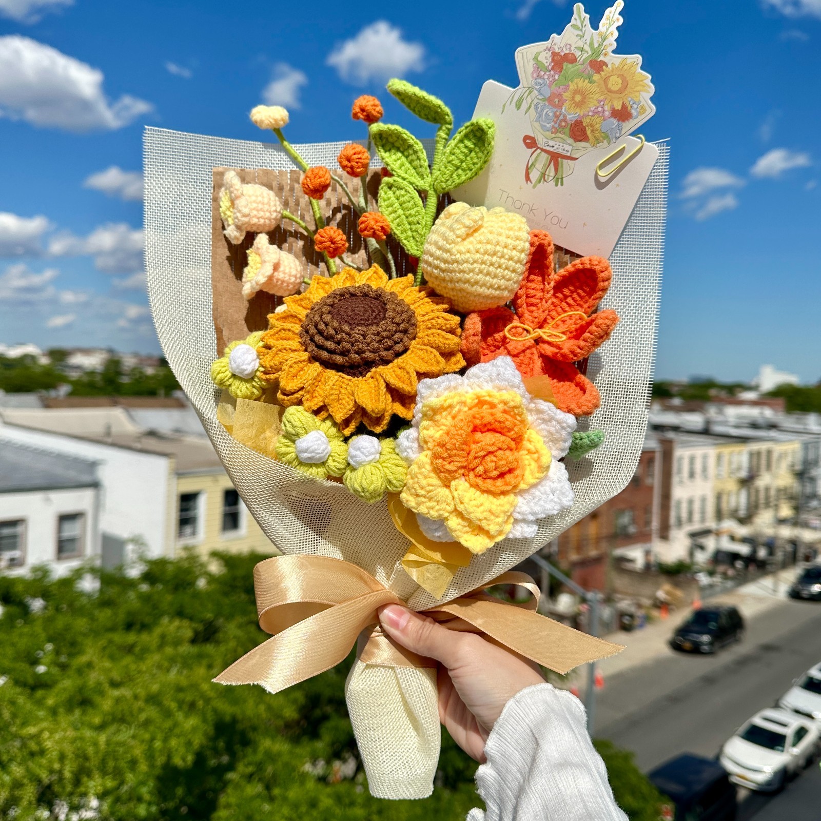 Handmade Crochet Sunflower Bouquet | Get Well, Birthday Gift, Teacher Appreciati