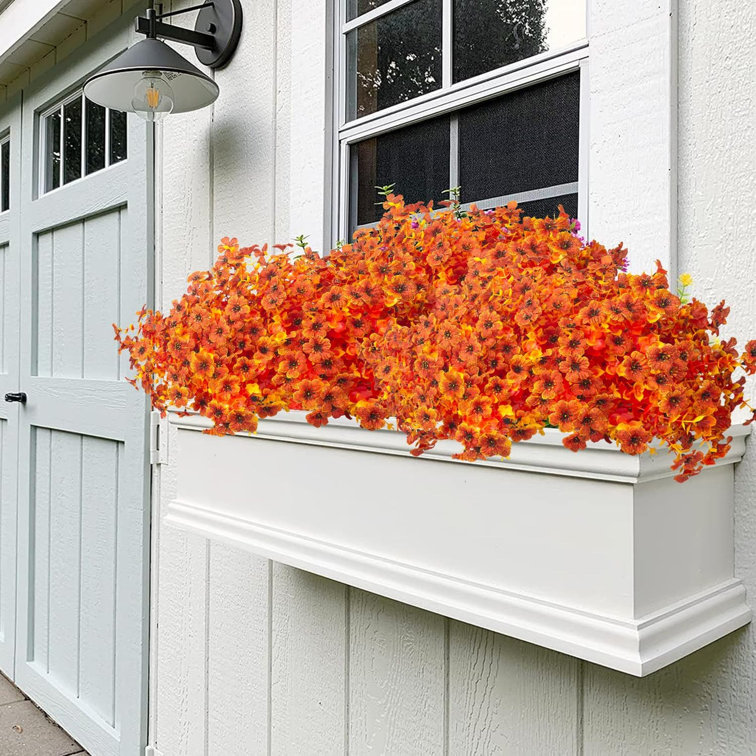 16 Bundles UV Resistant Fall Flowers for Outdoor Autumn Decor – Orange