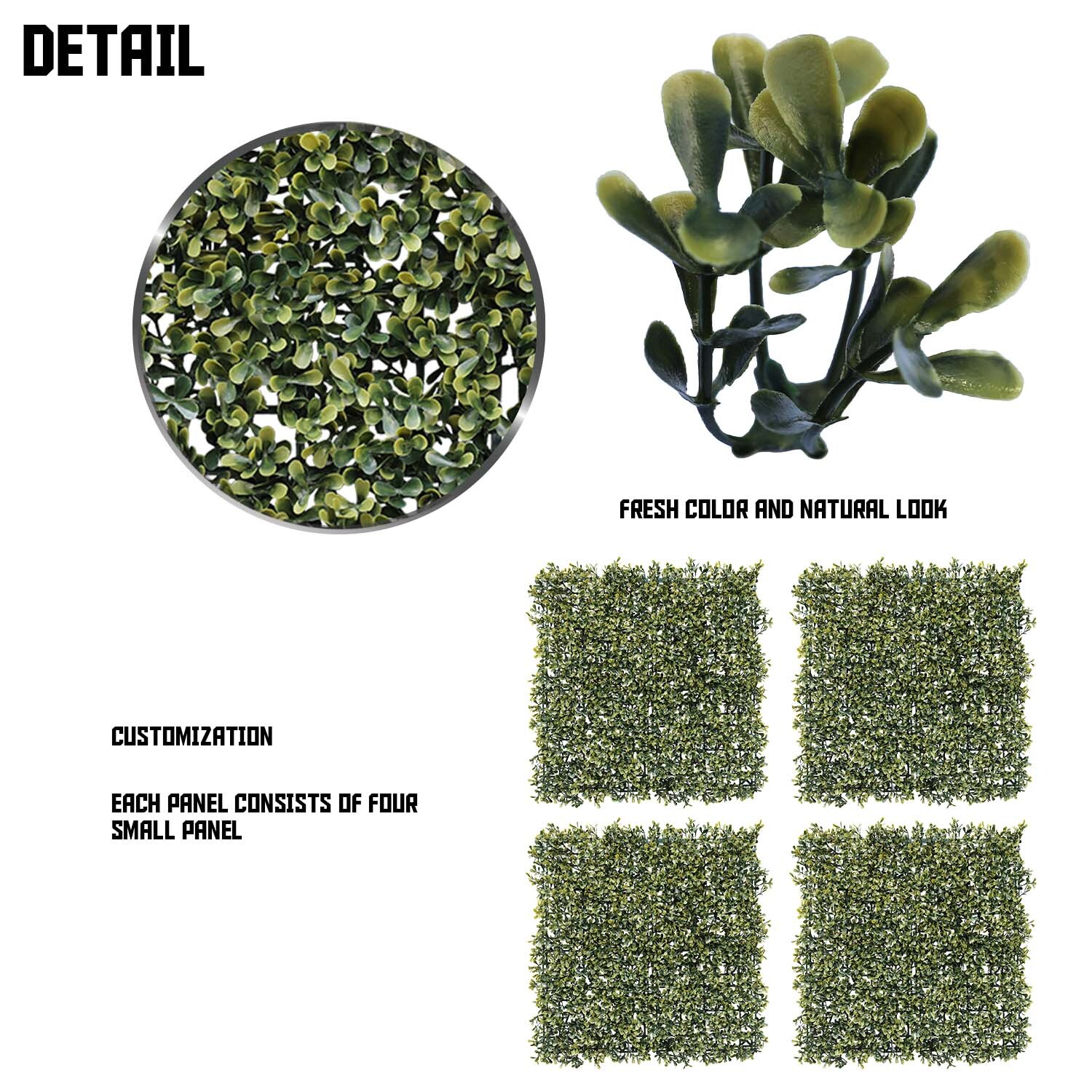 20×20″ Artificial Faux Yellow Pittoso Fence Screen Greenery Wall Decor Panel