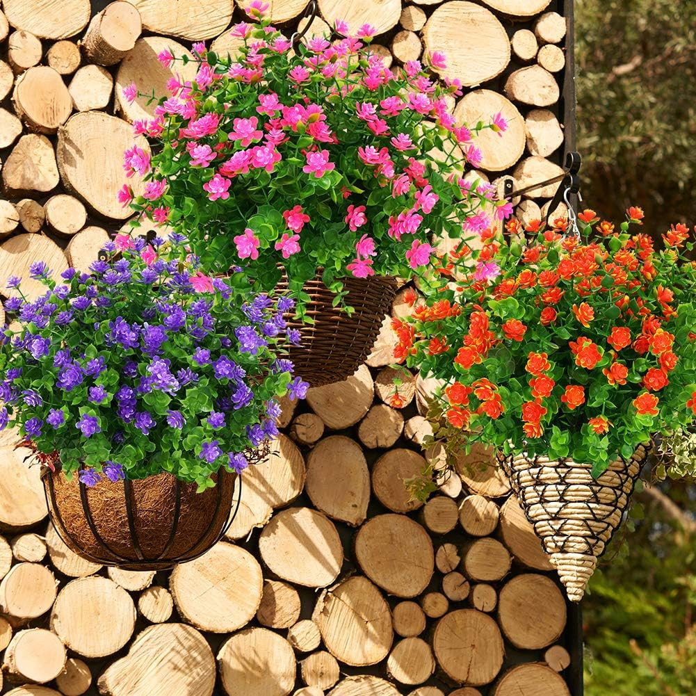 Artificial Flowers Fake Outdoor UV Resistant Boxwood Plants Shrubs 4 Pack, Faux