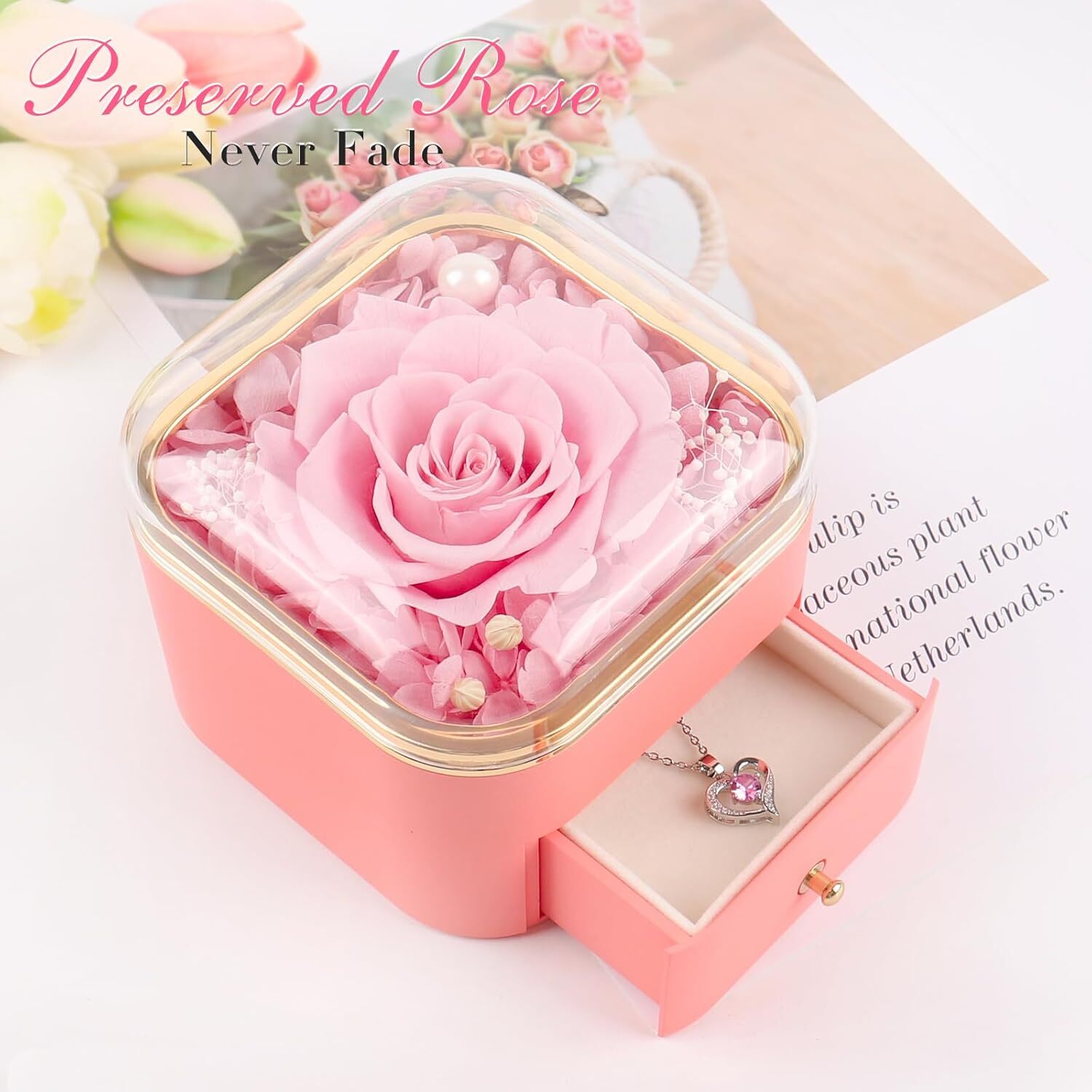 Beferr Womens Day Gifts for Her Women Birthday Gifts Preserved Real Rose wit