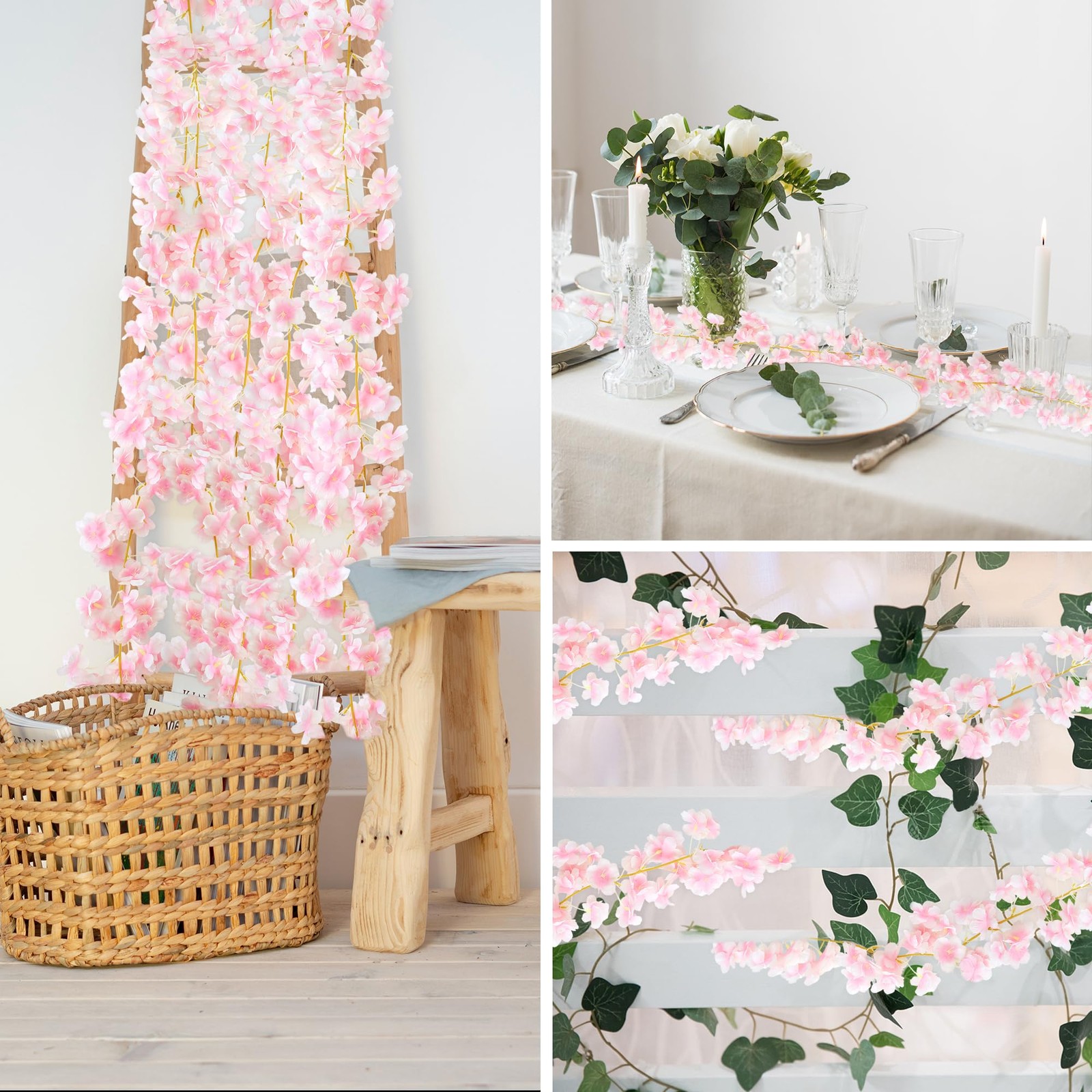 6PC 35.4FT Cherry Blossom Flowers Garland for Spring Decoration Artificial Pi…