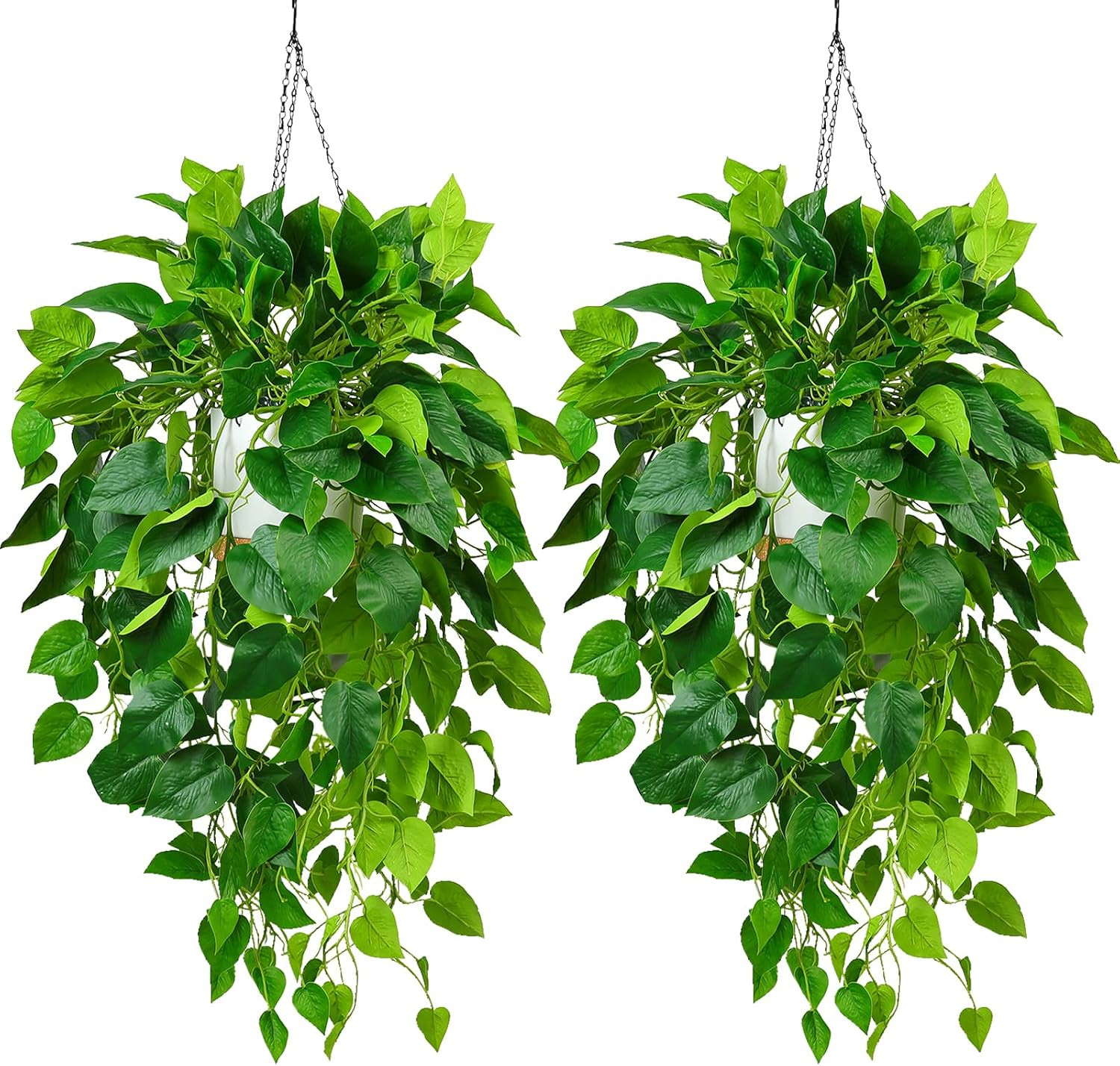 Hanging Plant Artificial Ivy – 40″ Fake Potted Plants with Pot, 2PCS Trailing Gr