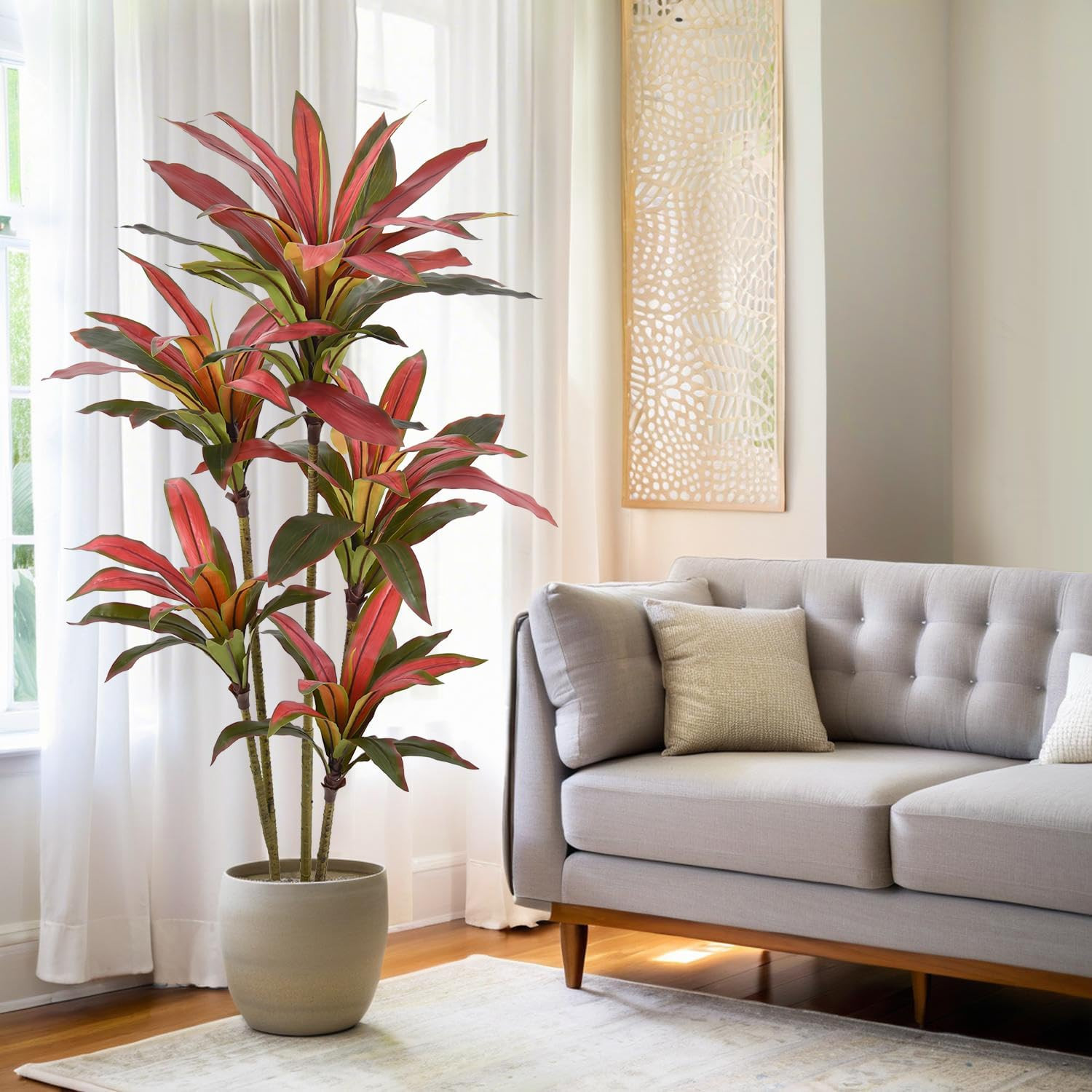 5Ft Artificial Dracaena Tree – Realistic Faux Silk Plant for Home & Office Decor