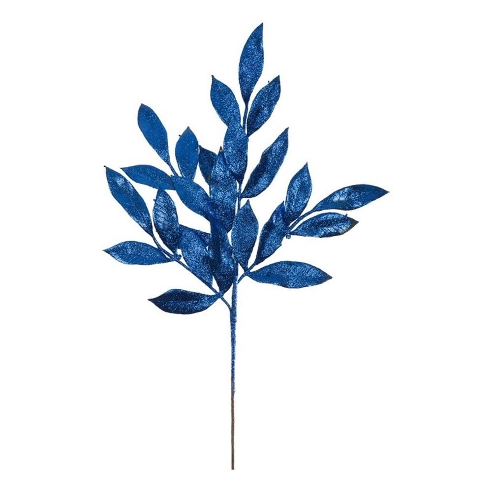 Vickerman 22″ Glitter Bay Leaf Artificial Christmas Spray in Blue (Set of 12)
