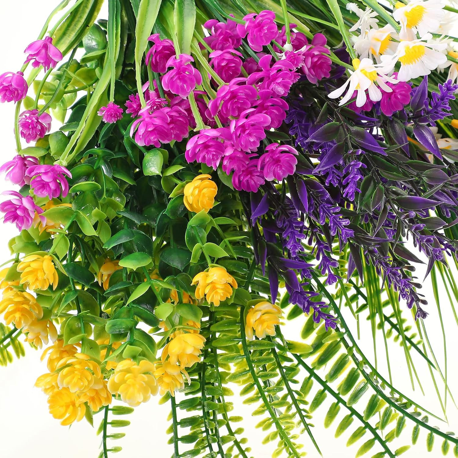 24 UV Resistant Artificial Flower Bundles for Outdoor & Indoor Decor