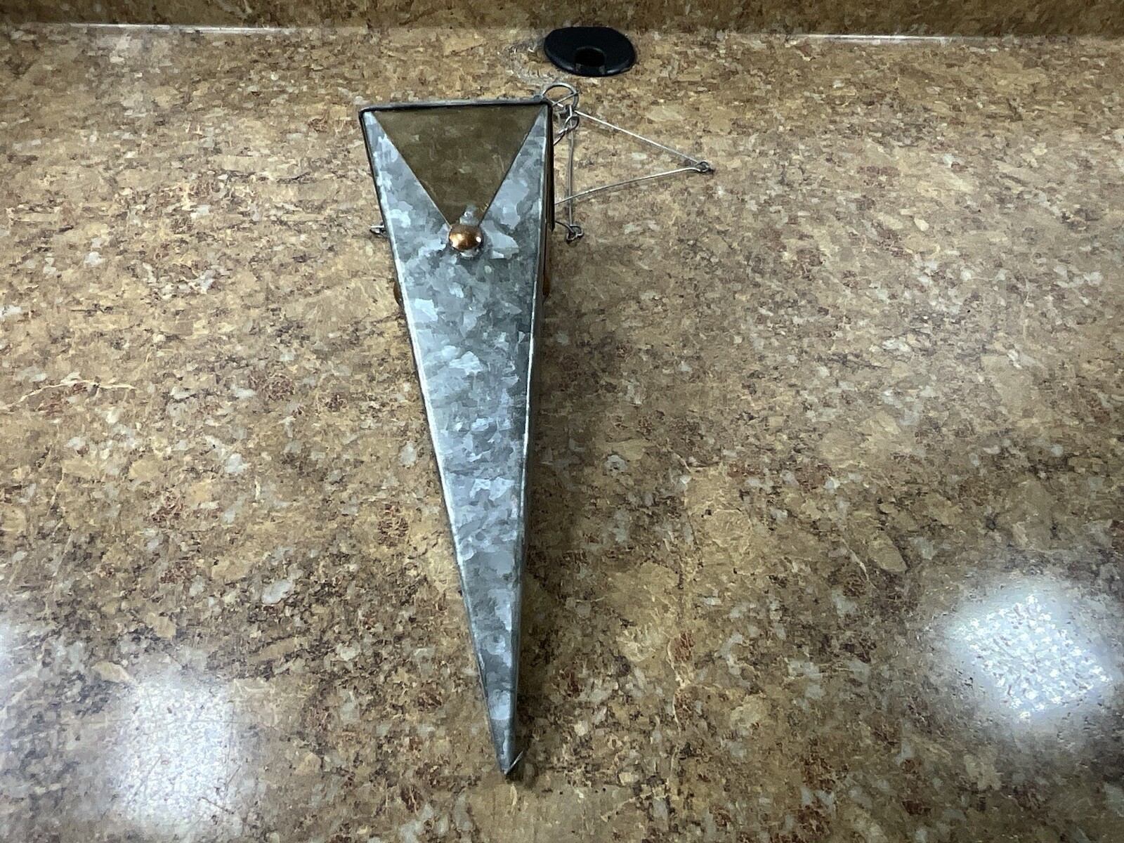 Hanging Planter Triangle Air Succulent Flower Container Metal & Wood Cross