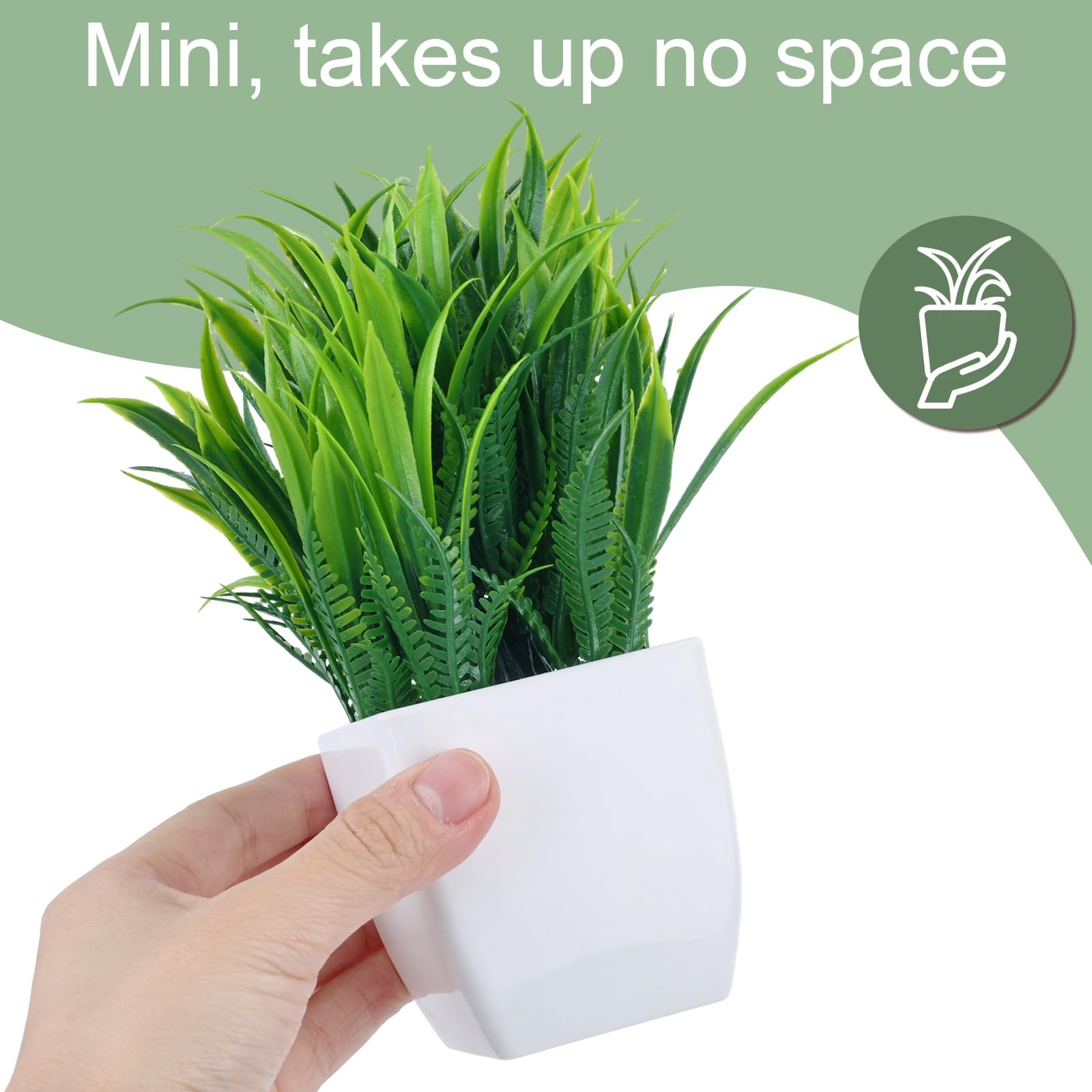 2 PCS Small Fake Indoor Greenery Plants Potted Faux Desktop Shelf Home Decor