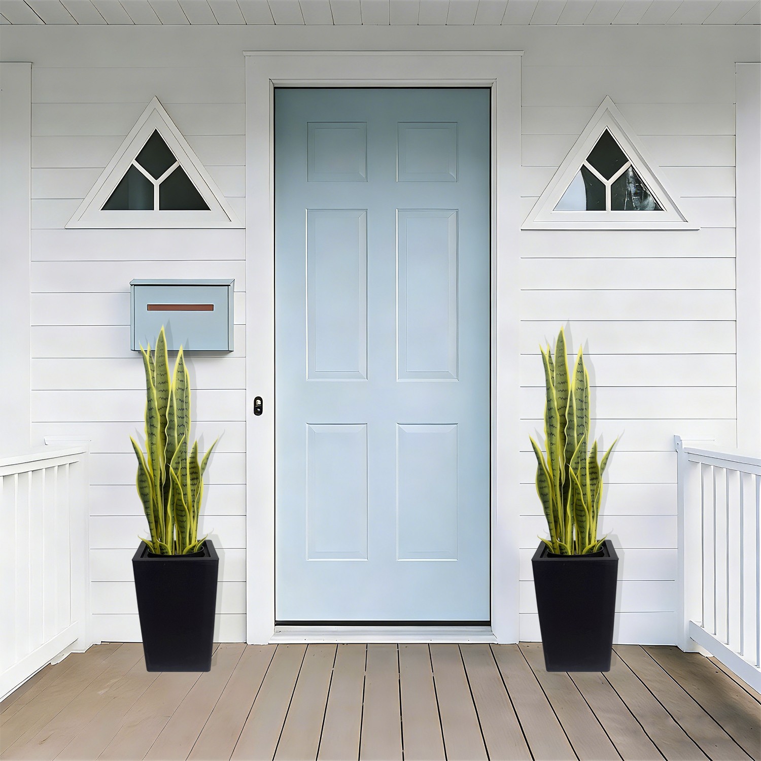 2 Pack 90cm Artificial Green Snake Plant with Pots Indoor Bedroom Office Decor