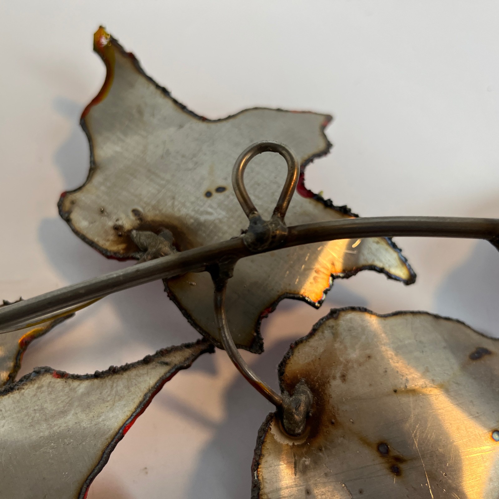 Fall Maple Leaves Wall Decor Signed Art Metallic Hand Welded Sculpture 2006 #312