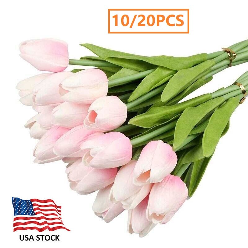 20PCS Artificial Tulip Flowers False Fake Bouquet Real Touch Home Wedding Decor