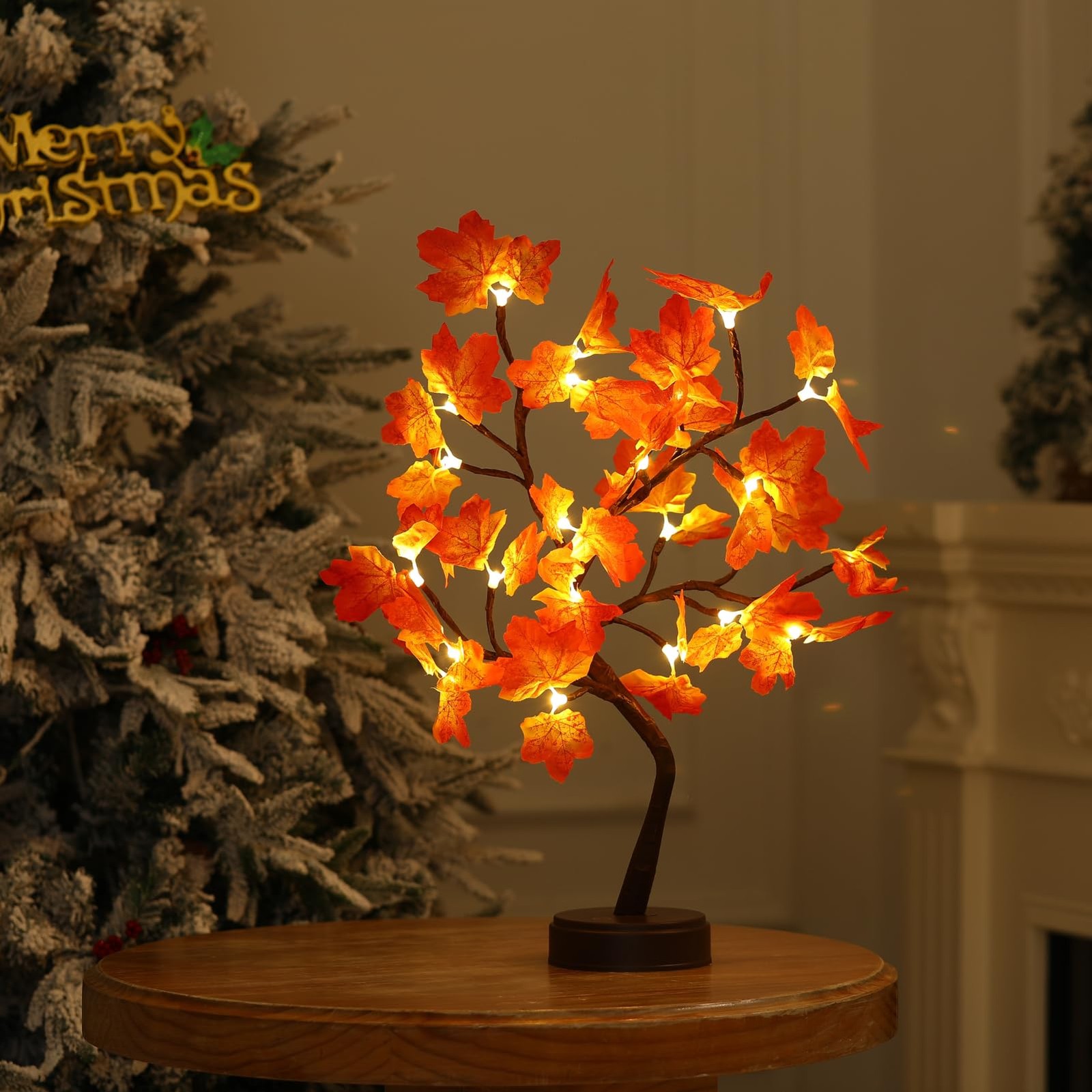 Artificial Fall Lighted Maple Tree 24 LED Thanksgiving Decorations Battery/US…