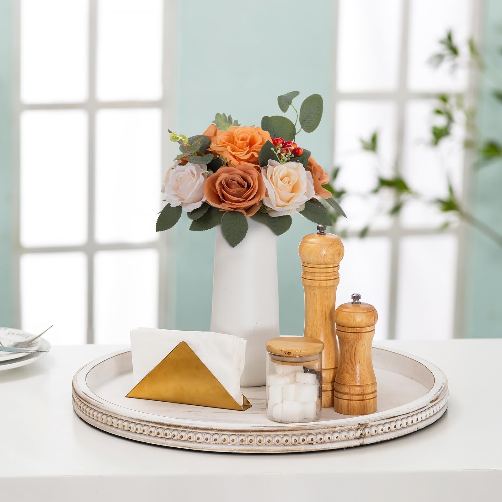 Terracotta Flowers Balls Centerpieces 2 Pcs Artificial Rose Fall Wedding