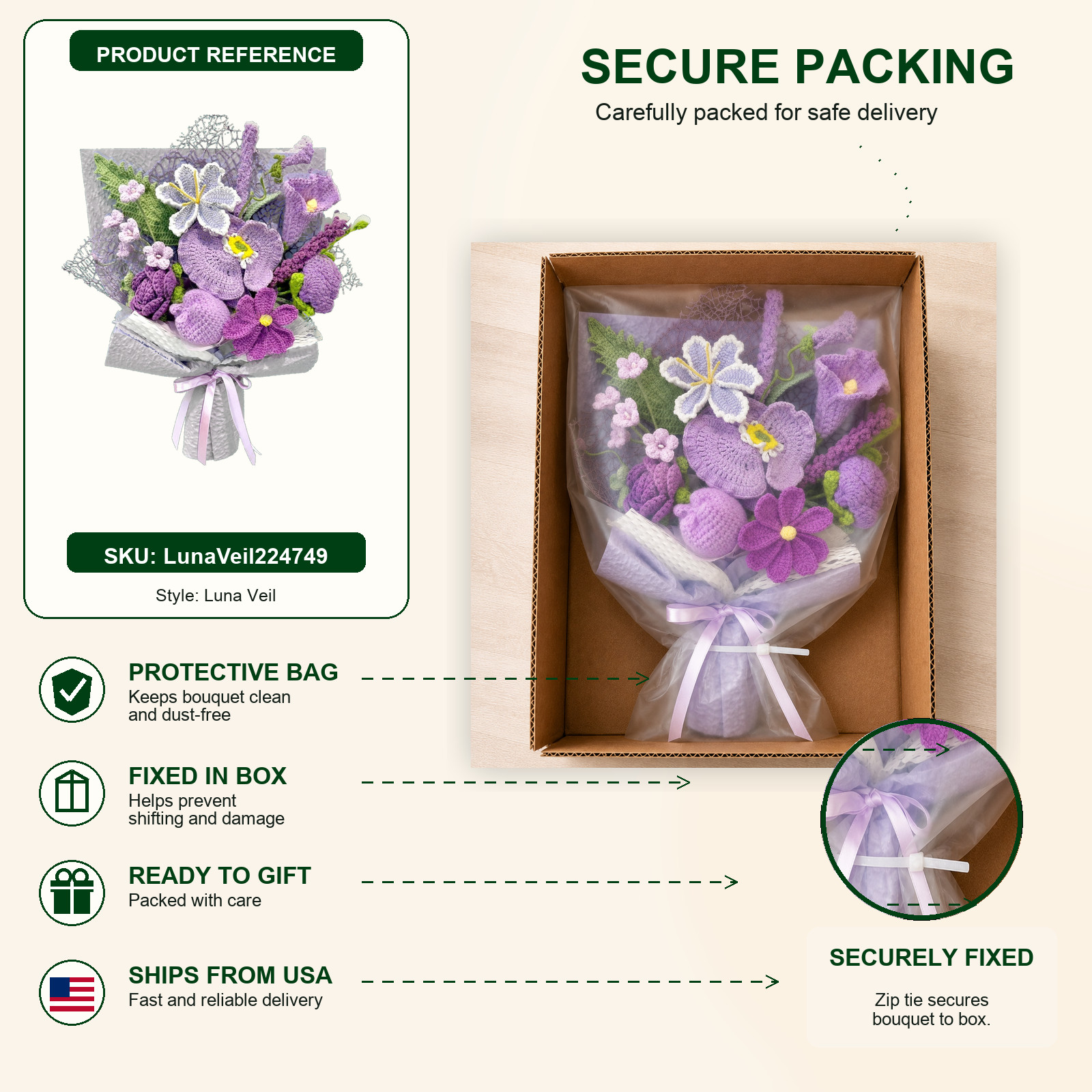 Luna Veil Crochet Flower Bouquet Premium Ready to Gift Home Decor