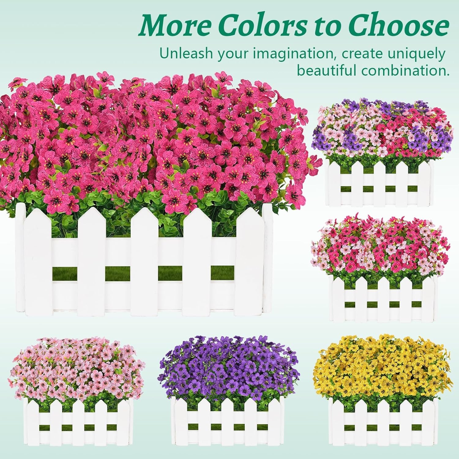 Artificial Flowers for Outdoors, 18 Bundles Artificial Plants & Flowers Outdoor,