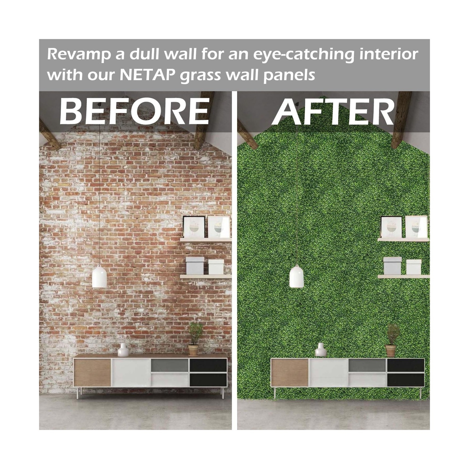 Grass Wall Panels, 10″x 10″(12pcs) 4-Layer Artificial Boxwood Faux Green Wall…
