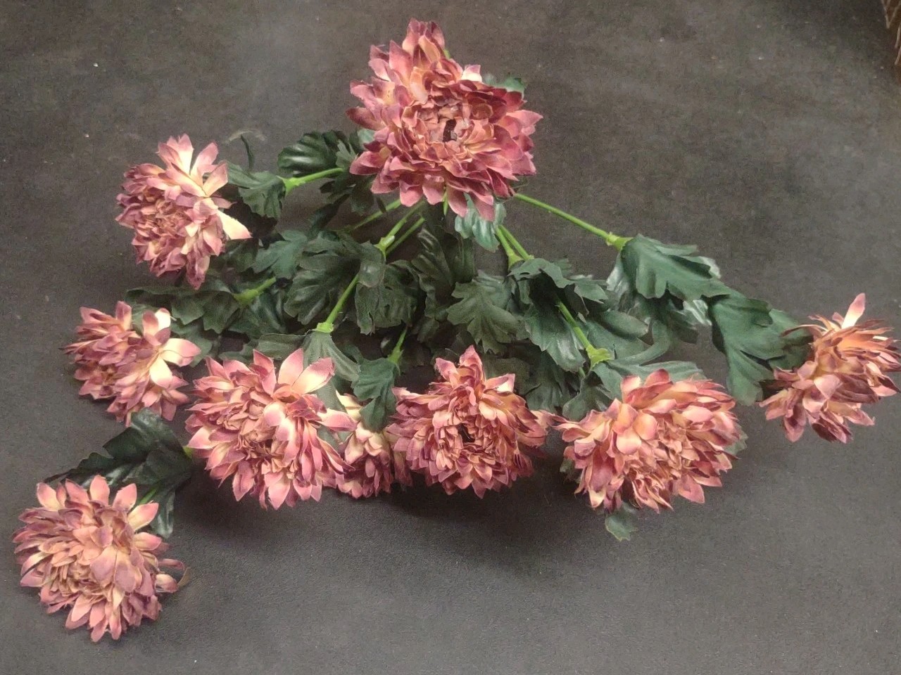 15″ Vintage Silk Strawflower Flower Bush with 10 Stems, Fall Bronze & Cream