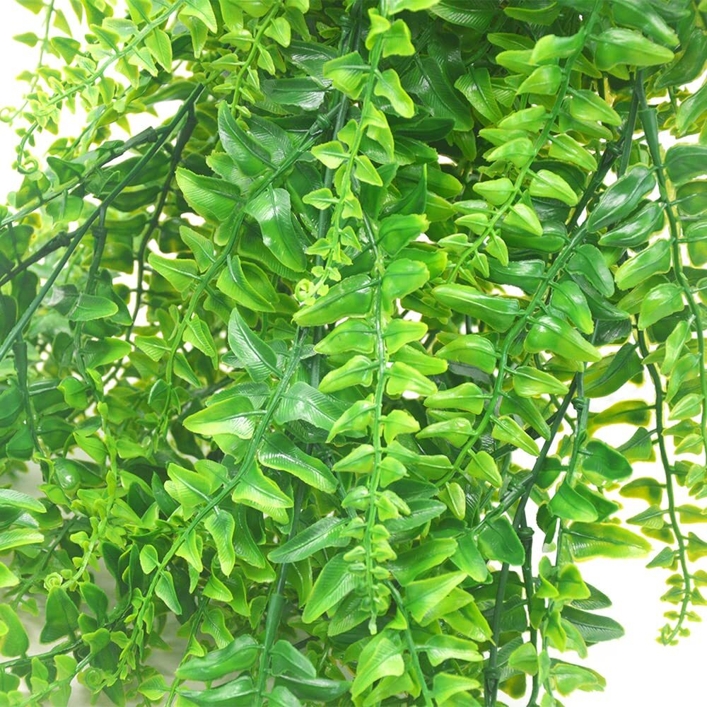 2 Pack Artificial Fake Hanging Ferns Plants Fake Ivy Vine Boston Ferns