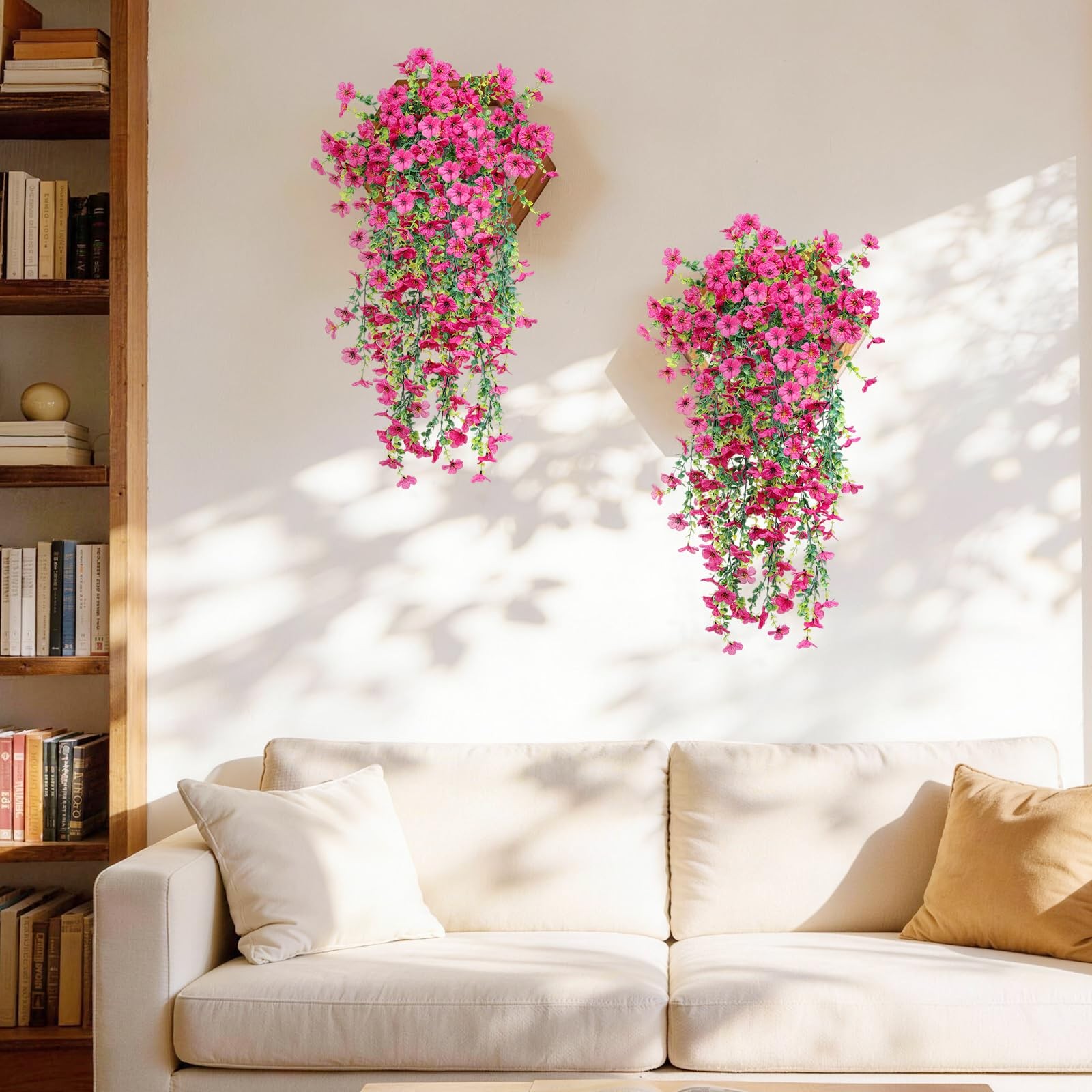 Artificial Hanging Flowers for Outdoors Faux Plants Spring Porch Decor, 2 Pcs…