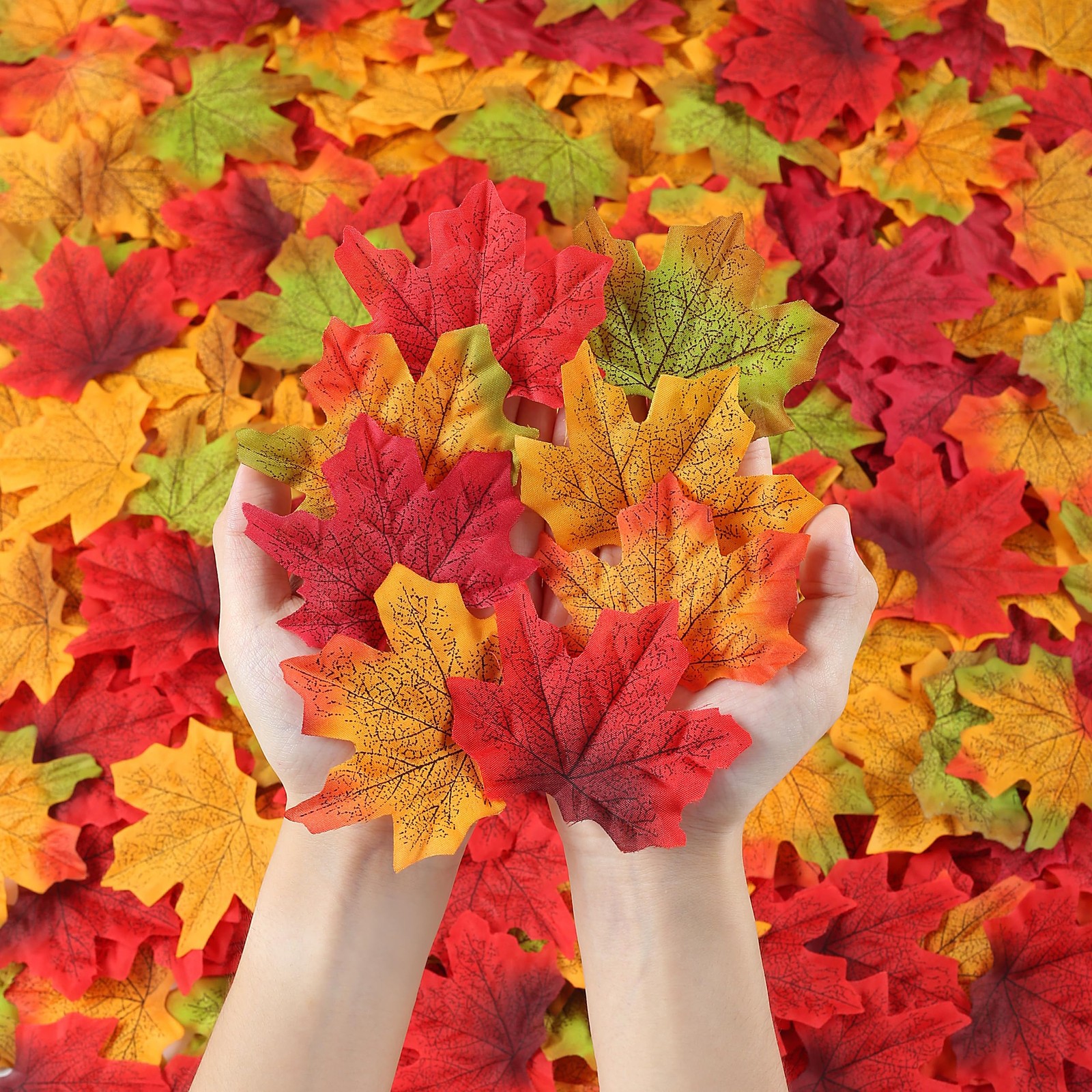 400 PCS Fall Leaves 3.15 Inch Faux Maple Autumn Decor Thanksgiving Crafts