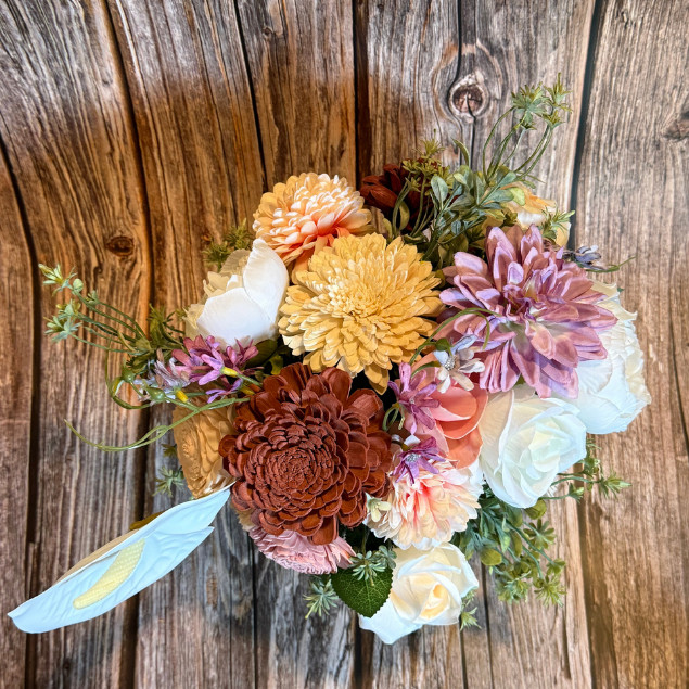 Sola Wood Silk Floral Centerpiece Rustic Wooden Box Arrangement Home Decor Gift