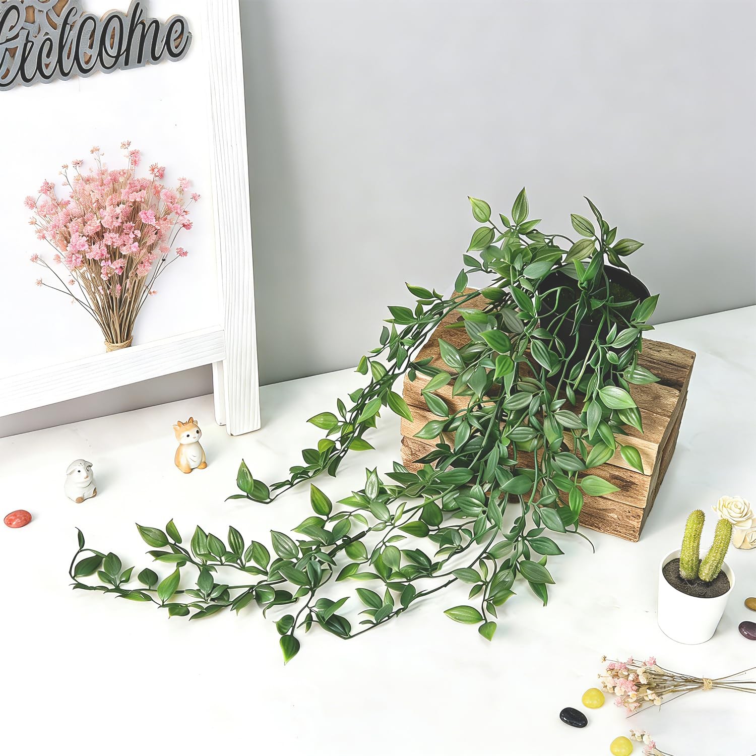 Artificial Hanging Plants 1 Pcs,Small Potted Plants Mandala Vine Greenery wit…