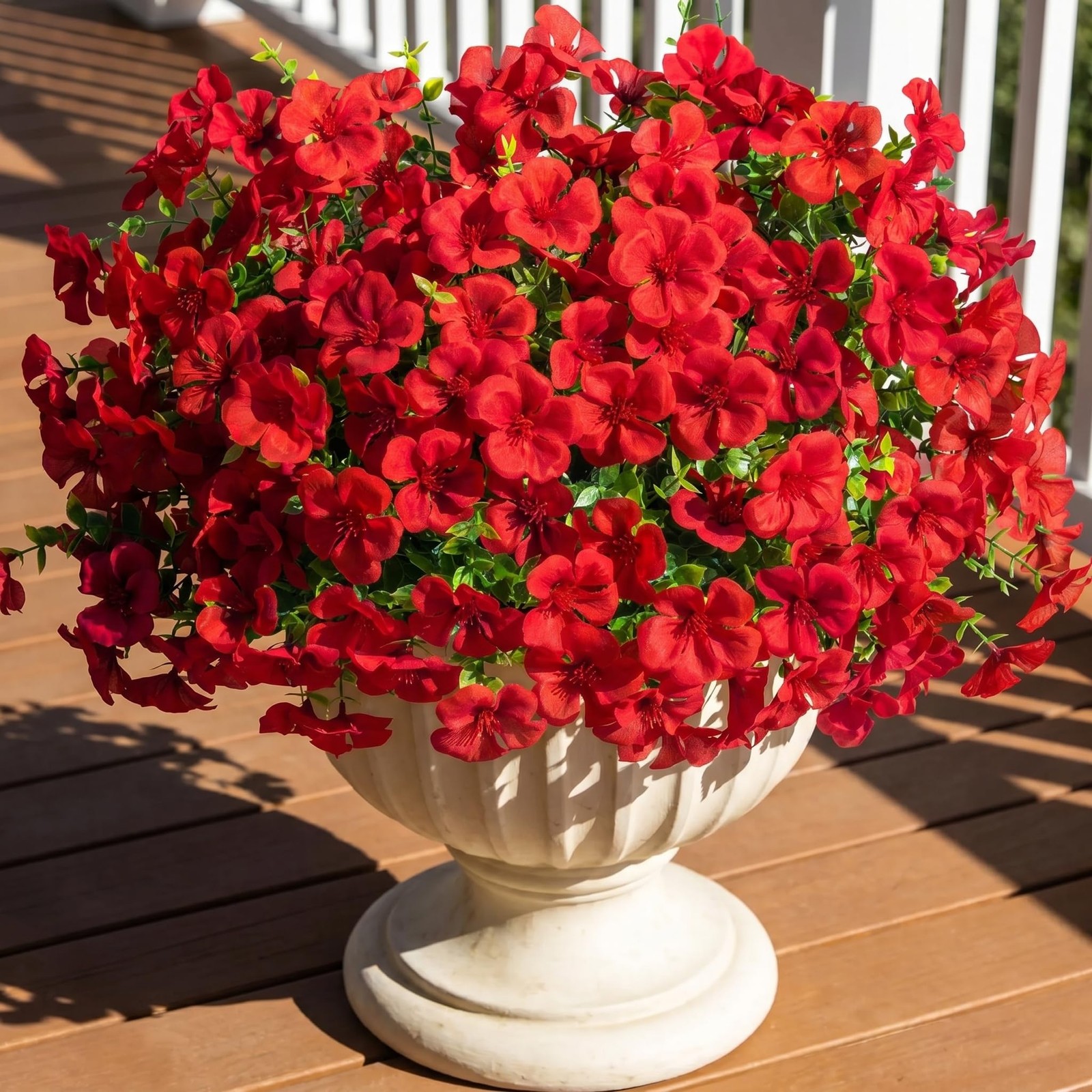 12 Pcs Artificial Geranium Flowers for Outdoors, Silk Fake Flowers with Eucal…