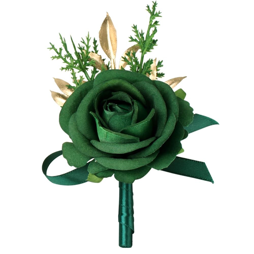 1 PCS Green Boutonniere Men Artificial Flower Wedding Prom Corsage Party