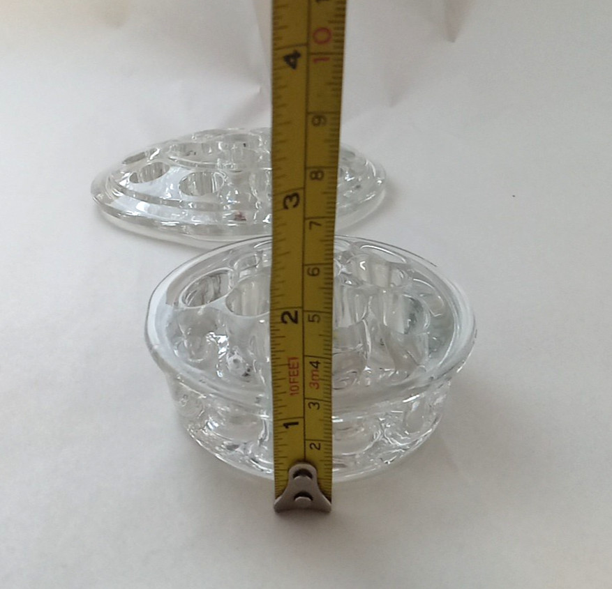 Flower Frog Floral Arrangements Clear Glass 3.25″ 11 hole – 5″ 16 hole Lot of 2