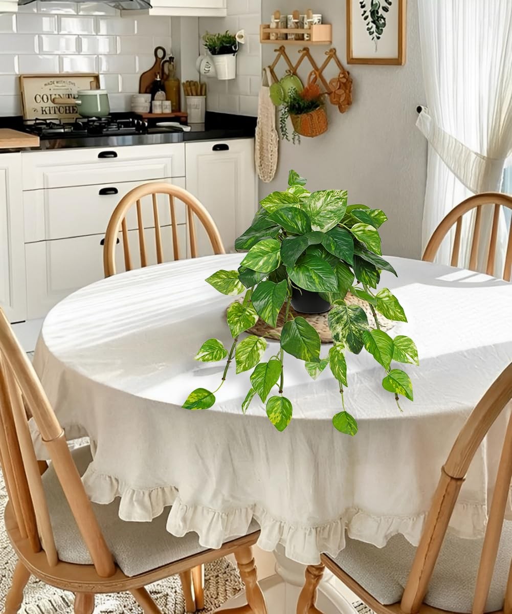 Artificial Hanging Pothos Plants Potted Fake Ivy Faux Vine Greenery Pot