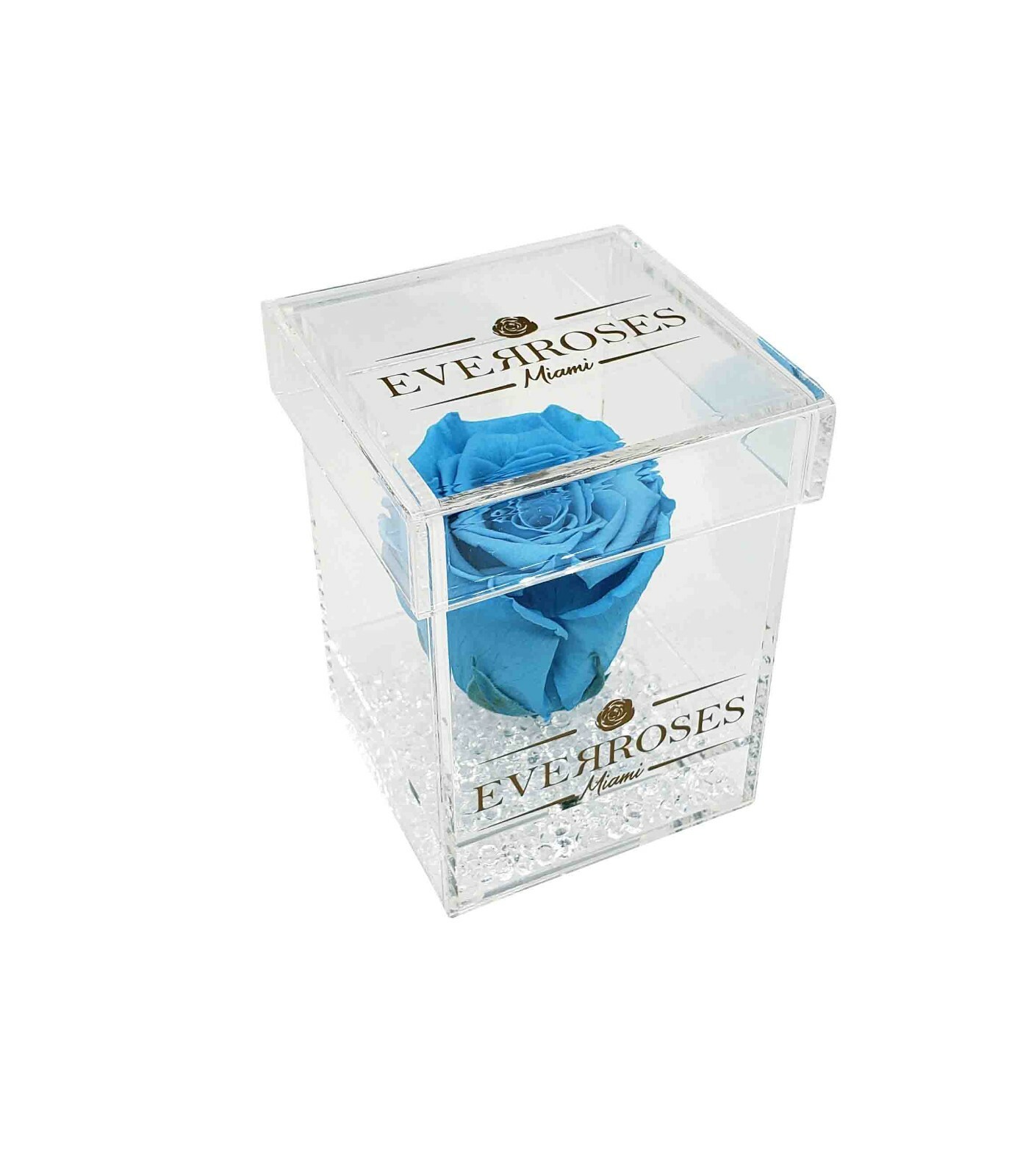 BLUE Rose in a single Acrylic box real long-lasting preserved rose infinity