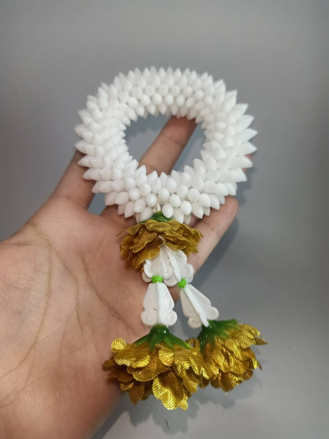 Pair Gold Silver Flower Fabric Plastic Garland Round Malai Jasmine Artificial mi