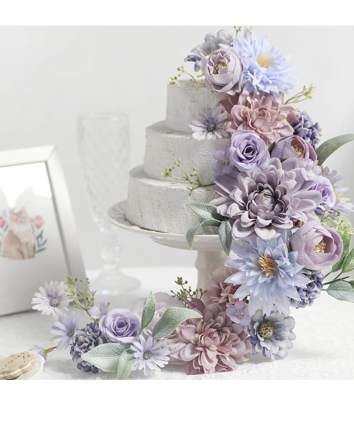 Artificial Flowers Heads Combo Purple Flowers Mix Silk Flowers Dahlia Roses