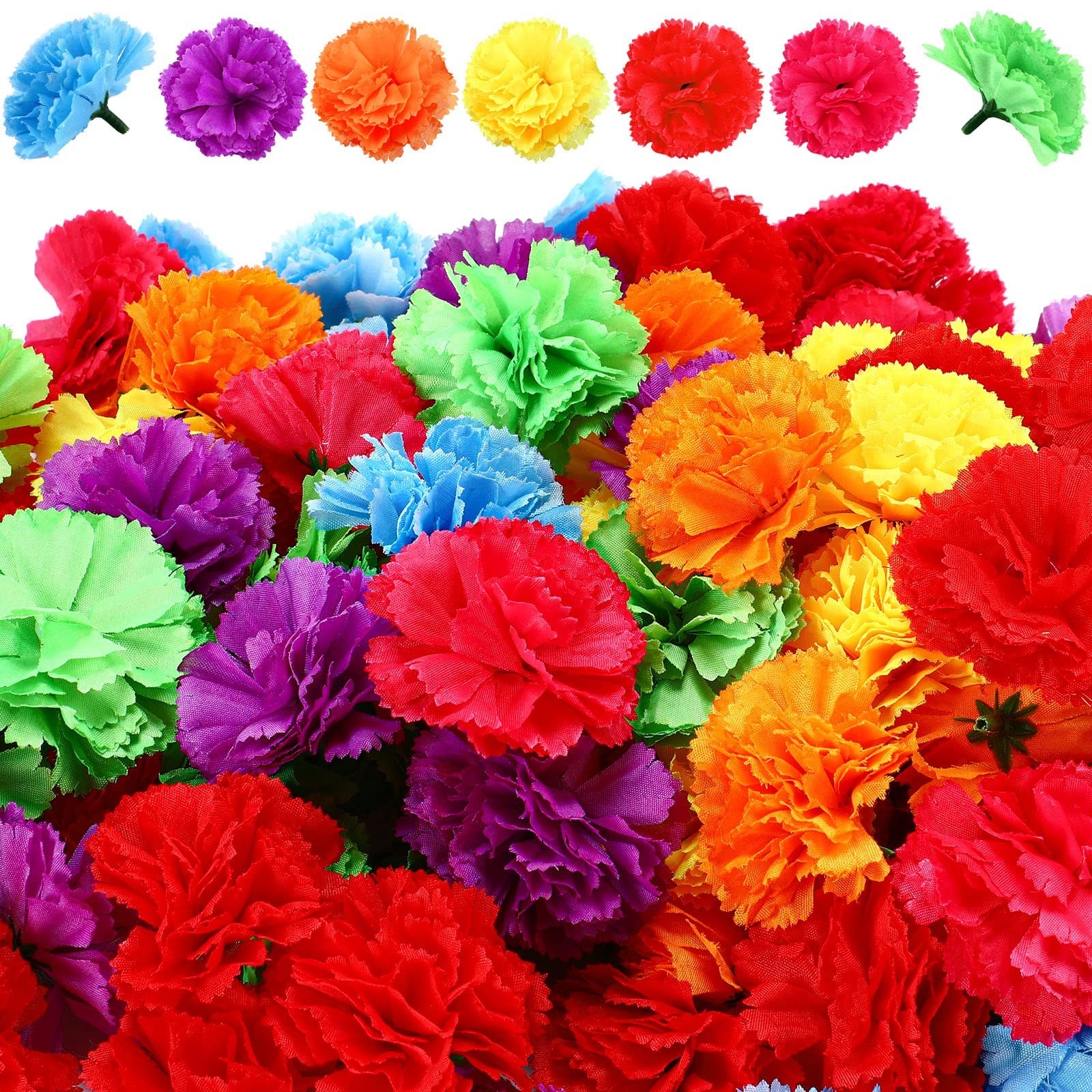 140 Pcs Artificial Marigold Flowers – Mexican Decor for Halloween, Diwali, DIY W