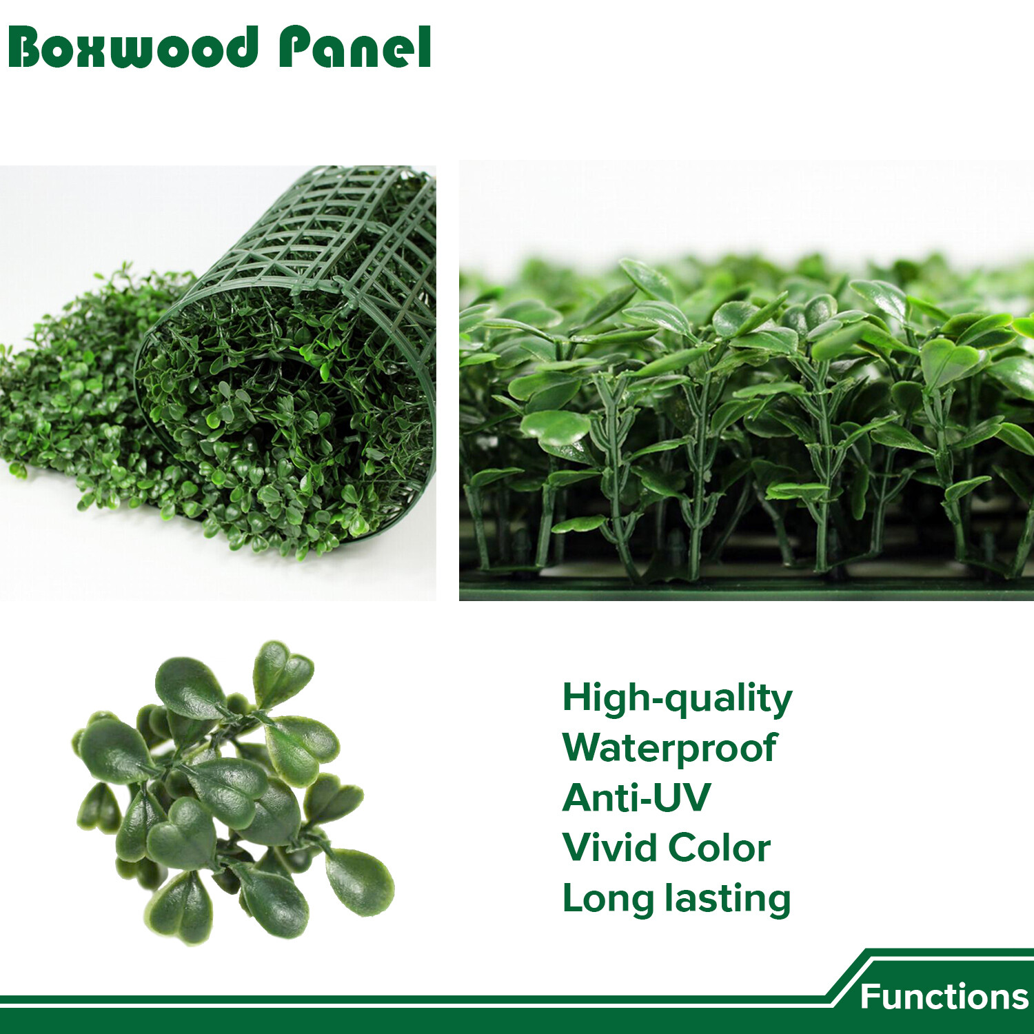 20″ Artificial Faux Boxwood Leaf Ivy Mats Greenery Home Festival Wall Decor