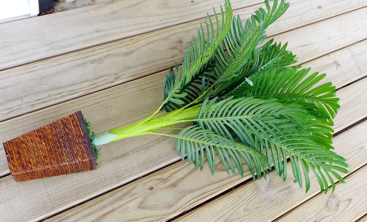35″ Height Artificial Plant Leaves Palm Tree Paradise Bushes With Basket (#141)