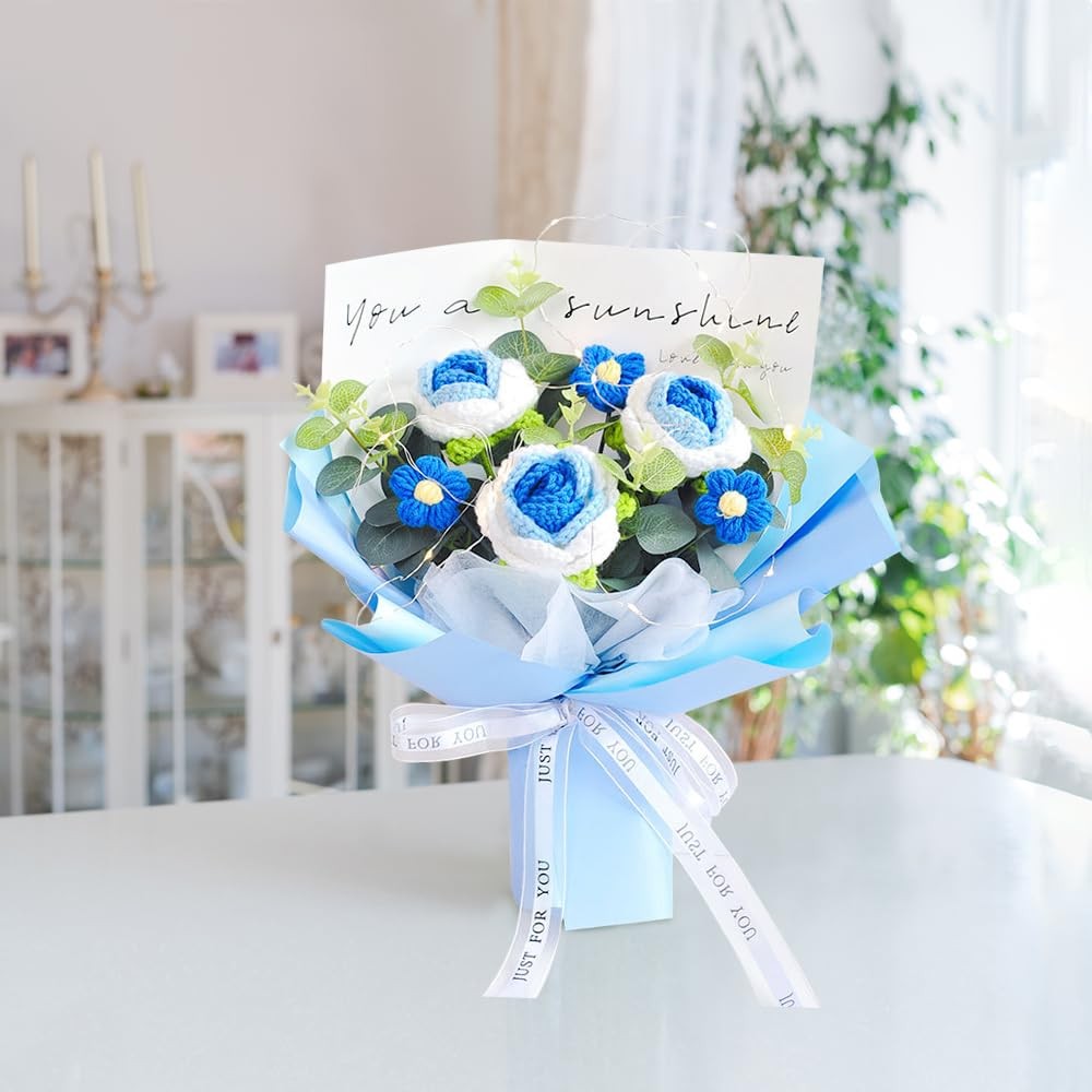 Crochet Rose Flower Bouquet: Completed Crochet Flowers for Mother’s Day Home …