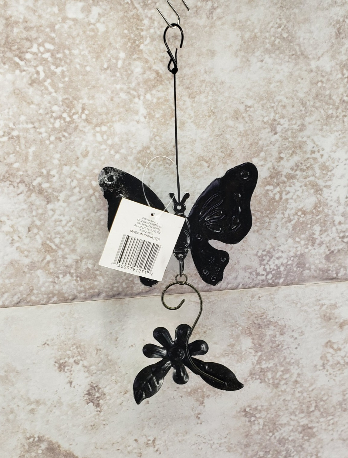 Butterfly & Flower Decorative Hanging Indoor Outdoor Metal Sign True Living NWT