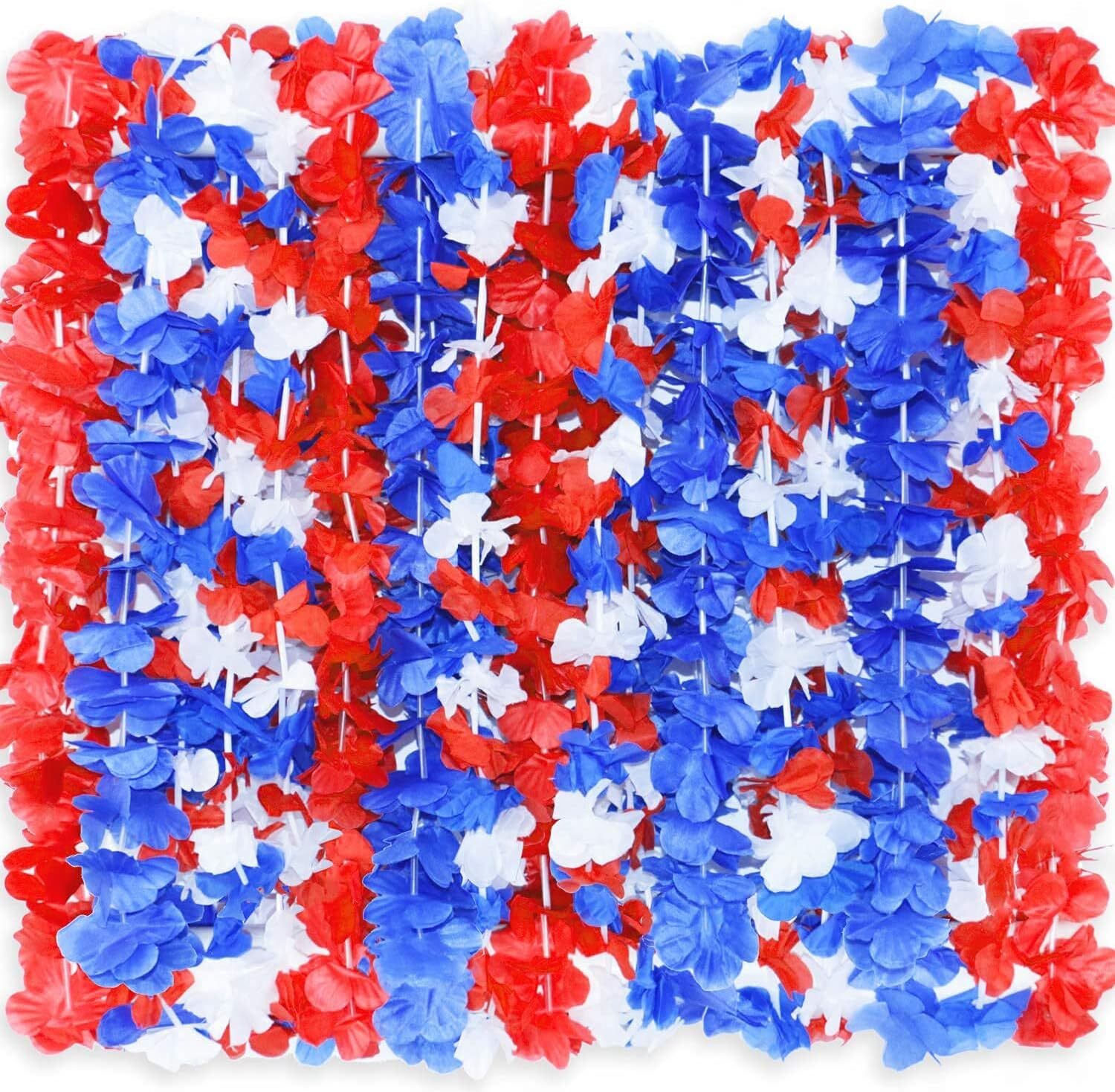 Red White and Blue Flower Leis, Memorial Day Decorations, 4th of July Memoria…