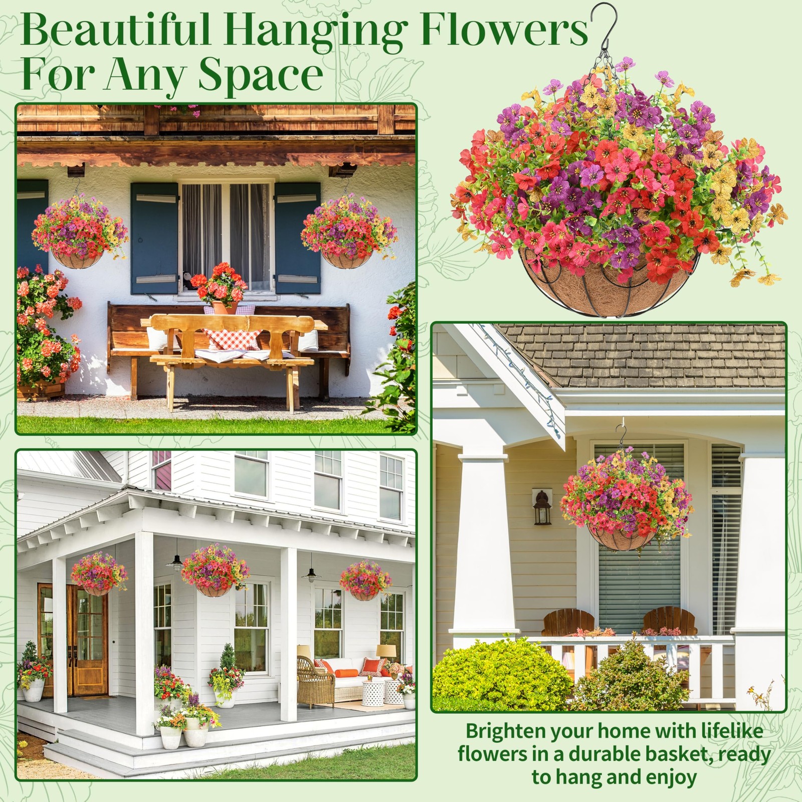 1 Set Artificial Hanging Plants Flowers with Basket, Colorful Realistic Daisy…