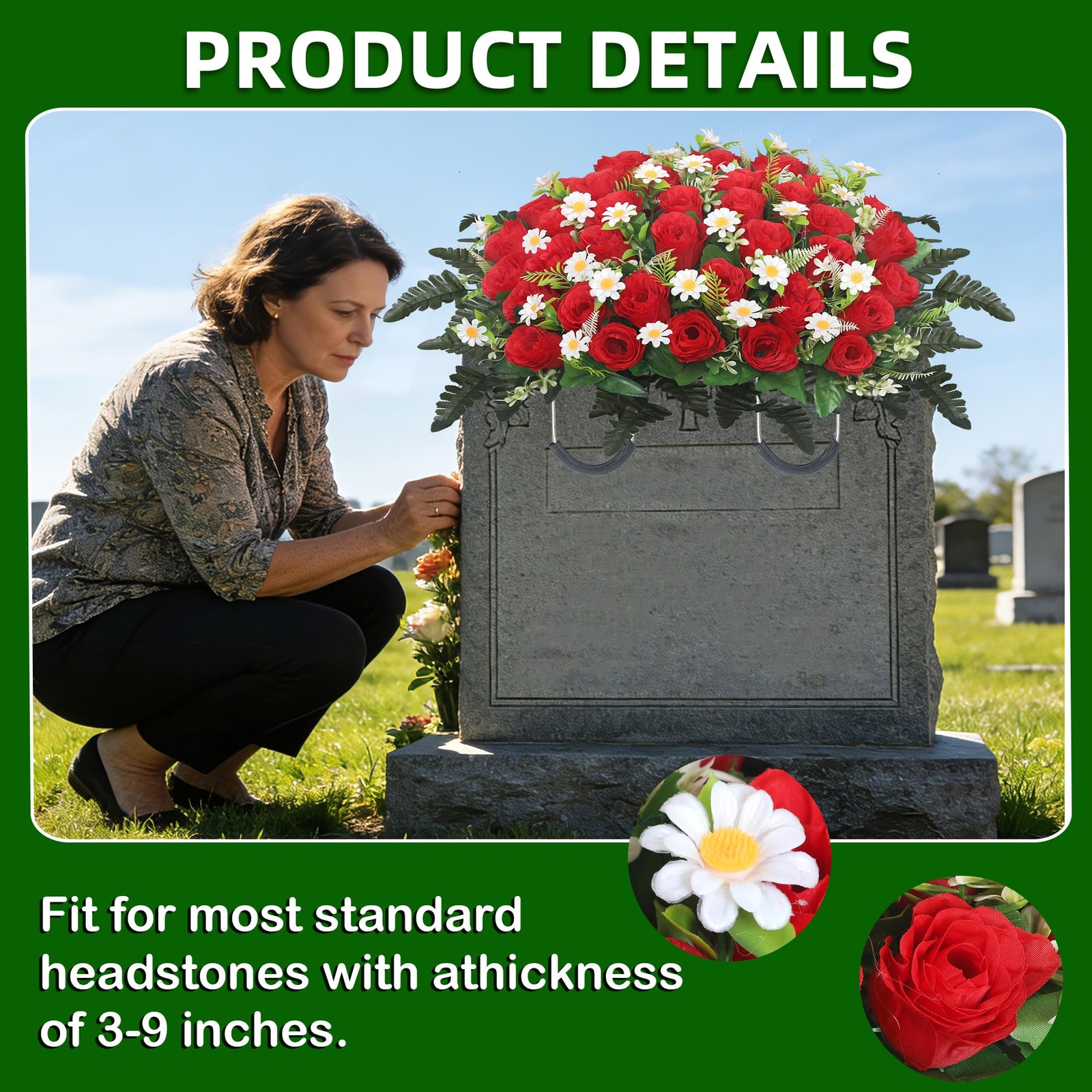 Artificial Cemetery Flower Saddle – Artificial Rose Memorial Flowers, Flower …