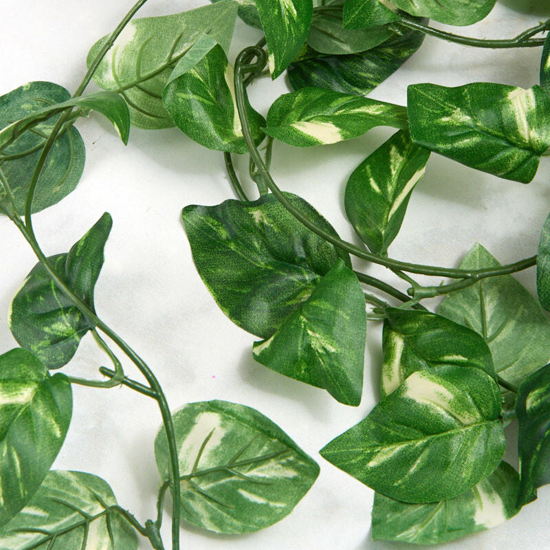 Set of 4 Variegated Poly Silk Artificial Caladium Vine Garlands, 72″ Long, each