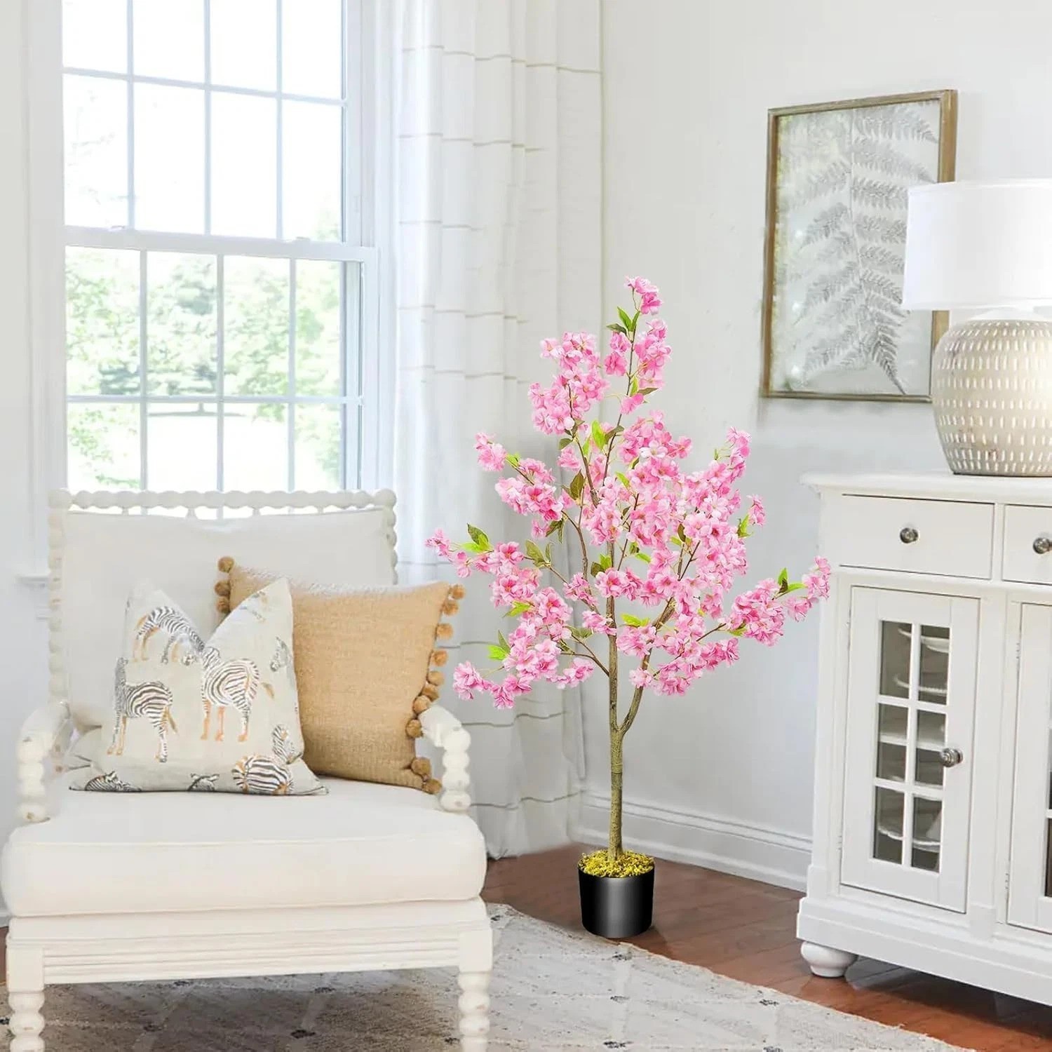 4.1ft Artificial Cherry Blossom Tree Pink Artificial Trees for Outdoors | Sil…