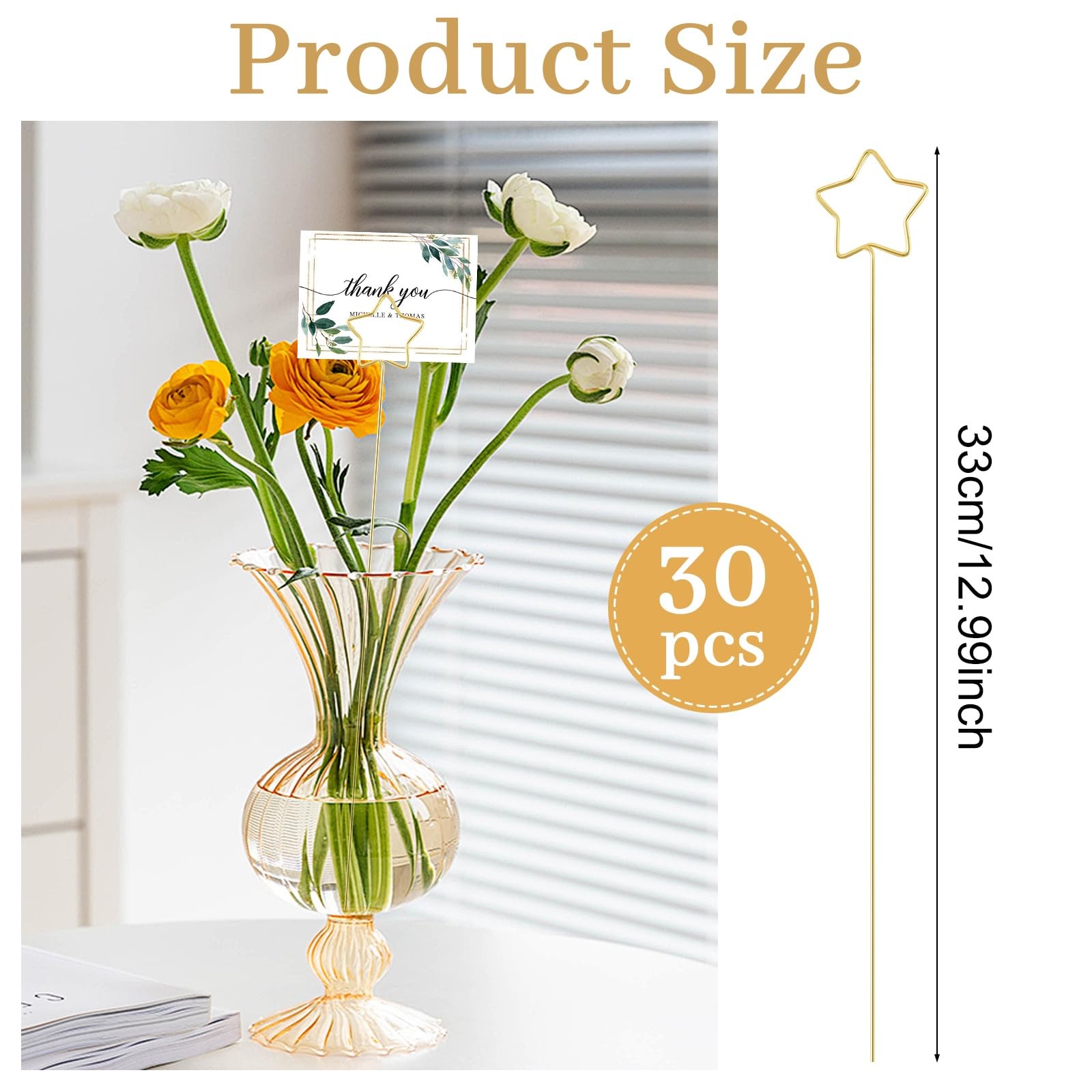 30-Pack Floral Picks Flower Bouquet Decoration Picks – 13 Inch Metal Sticks f…
