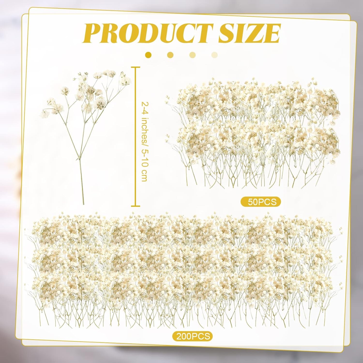 50 Pcs Mini Dried Baby Breath Flowers 3000+ Wedding Ivory White Flowers Bulk 2-4