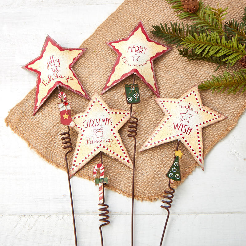 Set of 6 Assorted Christmas Star 16″ Metal Picks