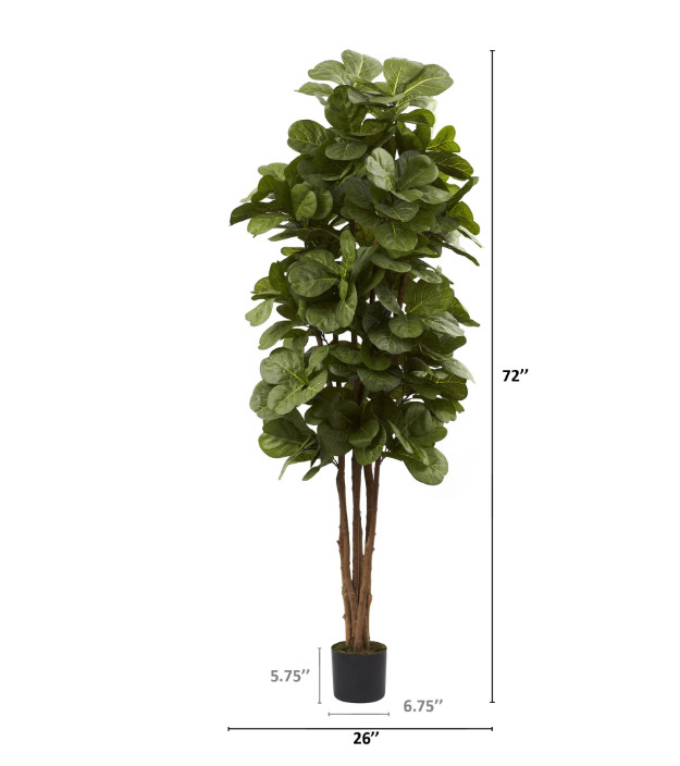 Fiddle Leaf Fig Tree Artificial Realistic Nearly Natural 6’ Home Garden Decor