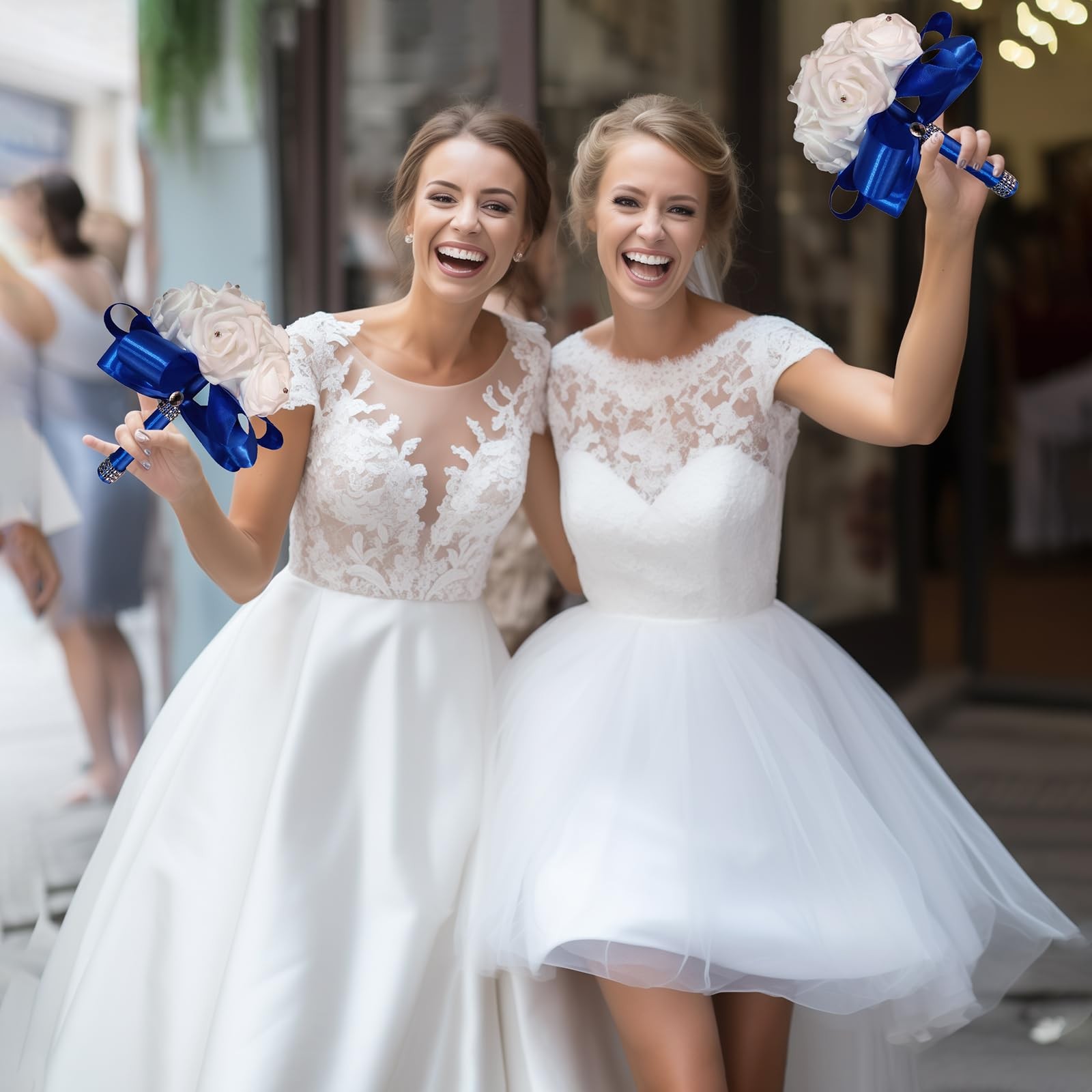 Wedding Bouquet – Bride & Bridesmaid Hand Roses, Silk Roses, Crystal Diamond …