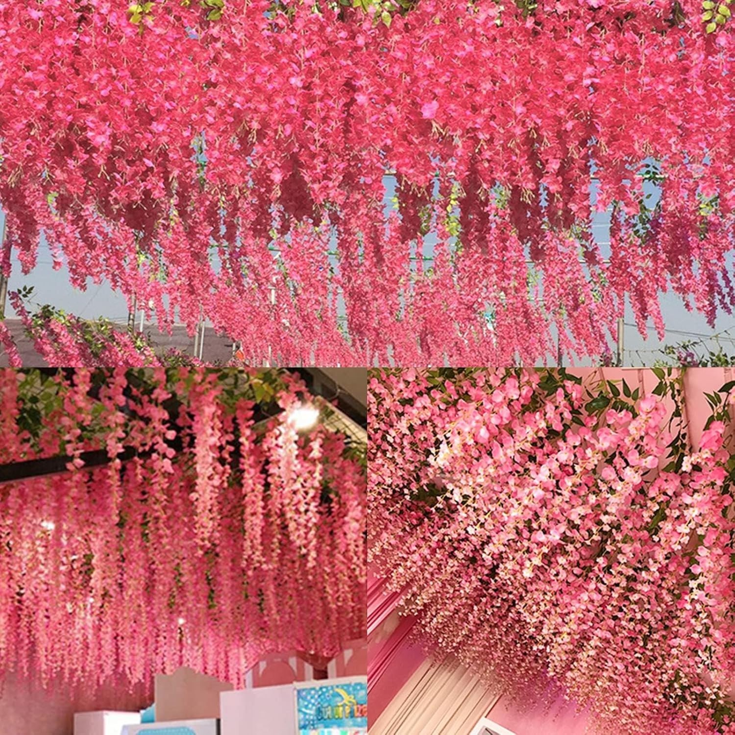 12 Pack Artificial Wisteria Hanging Flowers Fake Wisteria Flower Silk Vines R…